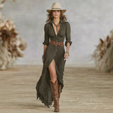 Fongt Elegant Casual Bohemia Spring And Autumn Long Sleeve Dress