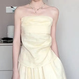 Fongt Sense Asymmetric Folding Design Corset Female High-Waisted Ponbo Skirt Niche Fashionable Suit