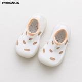 Spring Leopard Soft Bottom Non-Slip Floor Socks Solid Color Toddler Girl Boy Shoes With Transparent Rubber Soles Kid