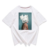 Neck Short Sleeve Loose Harajuku Avatar Print Chic Women's T-shirt Summer Korean Version 95% Cotton Stretch Female