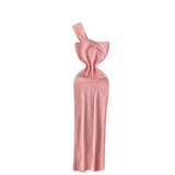 Fongt Knitted Collar Dress Women's Summer Irregular Light Luxury Open Design Pure Hottie Dress