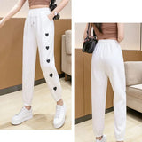 Spring And Autumn Hot Girls Street Style Printed Love Sweatpants Women's Thin High Waist Elastic Waist Guards Casual
