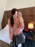 Fongt Xixi 2025 Autumn White Standard Elegant Temperament Pure Chiffon High-Collar Thin Velvet Shirt 89632