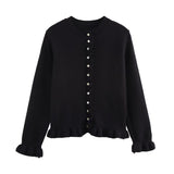Fongt Women's Clothing 2025 Spring New Fashion Casual Temperament Folding Decorative Knit Coat