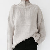 Fongt Autumn And Winter New High Collar Long Sleeve Solid Color Knit Jumper Sweater Women's