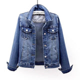 Denim Jacket Women Long Sleeve Short Jacket Korean Elasticity Slim Jean Coat Streetwear Vintage Spring Basic
