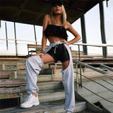 Hop High Waist Hollow Out Casual Trousers Streetwear Cargo