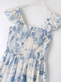 Fongt Women's Flying Flying Sleeve Print Sling Dress 23102