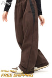 Women Wide Leg Cargo Pants Casual Streetwear Loose Drawstring Trousers Drawstring Sweatpants Female Vintage Baggy