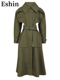 Women Cut-out Big Size Camel Long Trench New Lapel Long Sleeve Loose Fit Windbreaker Fashion Y2k Spring Autumn 2024 TH2372-Outfit