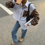 Fongt Loose Spliced Striped Shirt Top