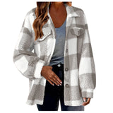 Fongt Women's 2025 New Autumn And Winter With Pocket Lattice Lamb Jacket Button Plush