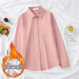 Fongt Velvet Shirt Women's Autumn And Winter 2025 New Design Sense Small Long-Sleeved Shirt Under The College Wind Thicker Shirt