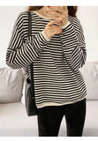 casual lazy style pullover striped sweater loose top