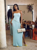 Fongt Spring/Summer New Hot Fashion Style Twisting Flower Fork Long Wool Dress LX0180