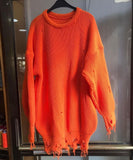 Fongt New Knitted Round Collar Loose Long-Sleeved Sweater In The Hole