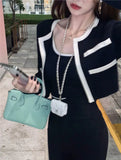Fongt Bing Color Knitted Jersey Coat Women's Small Fragrant Summer New Sling Vest Short Top Two