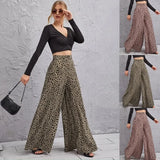 Fongt Version Of 2025 New Spring And Summer Loose High-Waisted Leopard Pattern Broad Leg Trousers