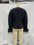 Fongt New Women's Clothing Explosion Hair Spliced Cotton Jacket