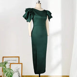 Fongt Sleeveless Lotus Side High Waist Repair In Forked Green High Waist Dress Dress Dress Dress