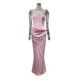 Rich Woman Folds Spliced Two Fishtail Bragy Dress High-End Party