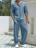 Fongt New Commuting Suit Casual Shirt Solid Color Short-Sleeved Trousers Men's Two Casual Sets