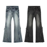 Fongt Vibe Hairy Design Micro-Tipped Jeans Women Autumn And Winter Low-Rise Loose Thin Leg Trousers