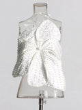 Fongt Hot Girl Designer Autumn 2024 New Hanging Neck Three-Dimensional Flower Nail Bead Pearl Wipe Chest Top-Outfit