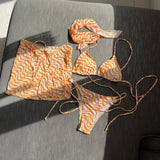 2023 New Drawstring Strap Sexy Three-Piece Swimsuit Bikini Lead