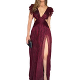 Fongt Summer New Fashion Lace Sleeve Hollow-Out Sexy Perspective Dress-Outfit