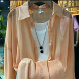 Fongt Thin Coat Women's Summer New Loose Anti-Ultraviolet Breathable Ice Sleeve Shirt Long-Sleeved