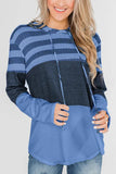 Color Block Drawstring Hooded