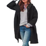 Fongt Autumn Women's Long-Sleeved Collar Coat Lady Casual Loose Hooded