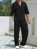 Fongt New Commuting Suit Casual Shirt Solid Color Short-Sleeved Trousers Men's Two Casual Sets