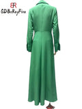 Women Dress Elegant Spring Summer Long Sleeve V Neck Party Dresses with Slit Pleated Beach A-LINE Maxi Dress for Women-Outfit