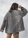 Fongt New Retro Leopard Print Niche Collar Denim Jacket Spring Fashion Loose Trend Jacket