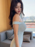 Fongt Bag-Buffed Seabless Shoulder-To-Shoulder Tight-Up Hottie Thai Temperament Short Skirt Vest Skirt