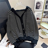 Hooded Casual Knitted Sweater Women's 2024 Spring And Autumn New Korean Version Loose Fashion Cardigan Jacket-Outfit