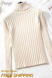 Autumn Winter Long Sleeve Turtleneck Women Sweater Mujer Knitted Thread Pullover Sweater Women Solid Slim Pull Femme