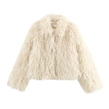 Fongt Women's ZA Autumn And Winter New White Fur Collar Coat