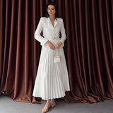 Fongt Women's Clothing 2025 Autumn New Button Suit Jacket 100-Folded Skirt Suit