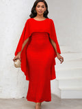 Fongt Women's Spring New Fashion Chiffon Cloak Cane Cown Banquet Party Dress Dress