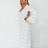 Fongt Spring 2025 Sweater Women's Long Sleeve Sexy Slighted Hottie Style Knitted Dress Girl