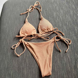 Halter Neck Swimming Suit For Women Bikini Push Up Swimwear Triangle Swimwear Bathing Suit Ladies Swimsuit Biquinis Feminin-Outfit