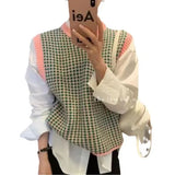 And Autumn 2025 New Chiffon Sleeve Temperament Splicing Knitted Sweater Loose Sexy Lanky Sleeve Top