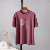 Aesthetic Graphic Cotton T Shirts Women Summer Simple Line Print Loose Tees Vintage Short Sleeve Casual Female