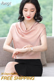 Woman Blouses 2023 Satin Women Tops Summer Short Sleeve Blouse Pile Collar Women's Elegant Blouses Female Clothing