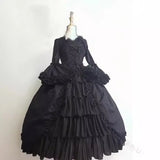 Fongt Retro Gothic Court Dress Side Collar Waist Thin Spliced Bow Design Ladies Dress