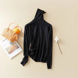 New-Coming Autumn Winter Tops Solid Turn-Down Collar Pullovers Female Thick Turtleneck Knitted High Street Women