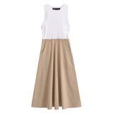 Pocket Spliced Midi Dress 0264073-Outfit